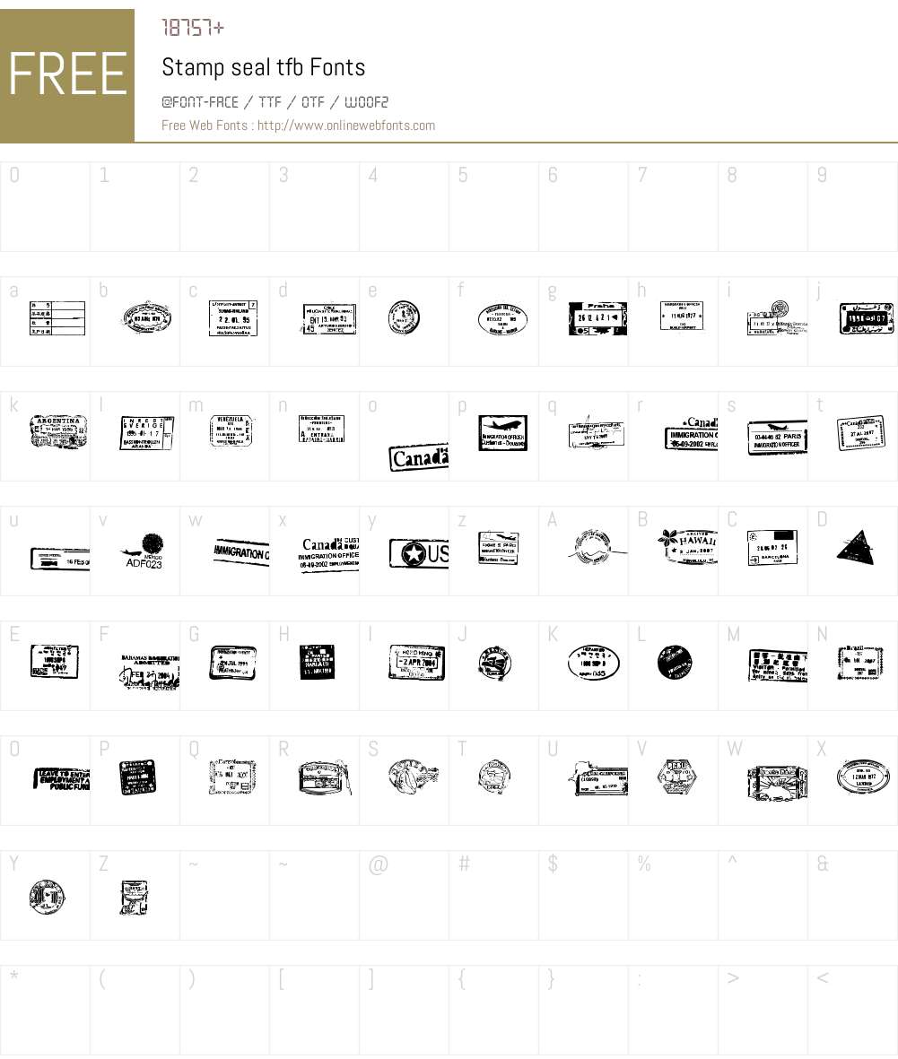 Stamp seal tfb Font Screenshots
