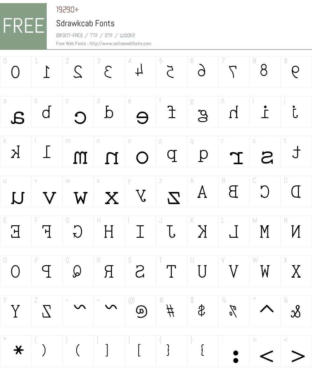 Sdrawkcab Font Screenshots