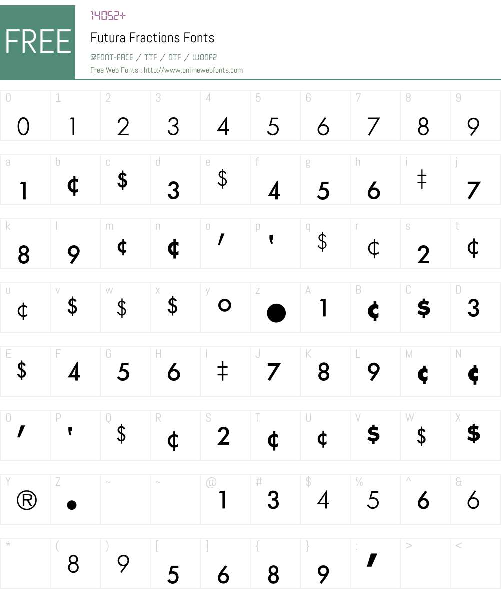 Futura Fractions BQ Font Screenshots