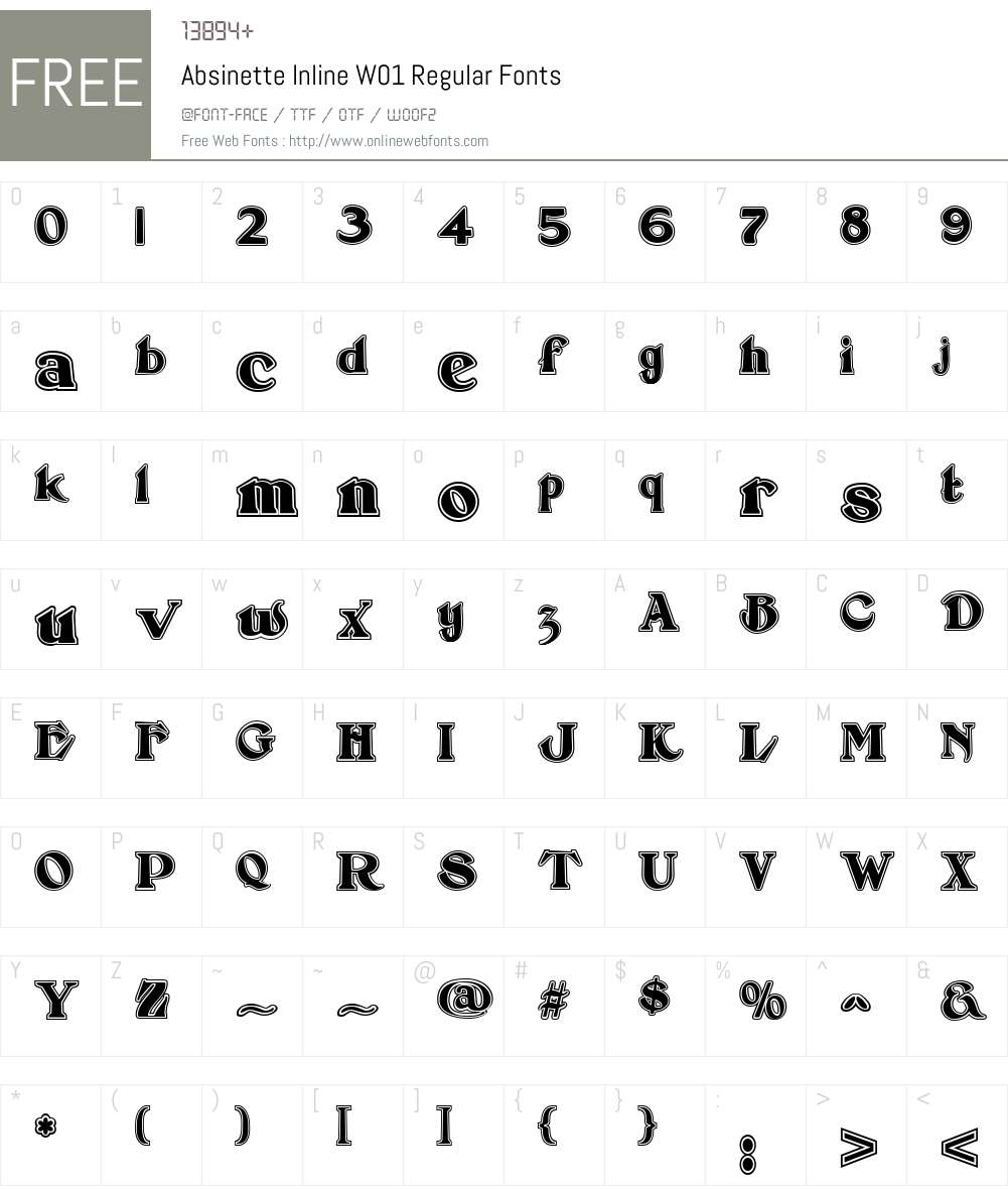 AbsinetteInlineW01-Regular Font Screenshots
