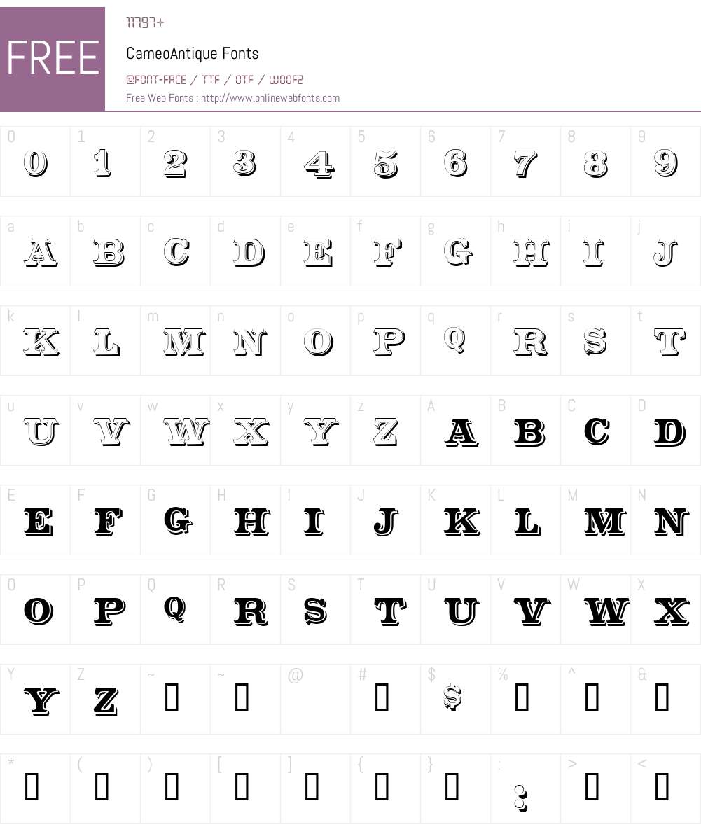 CameoAntique Font Screenshots
