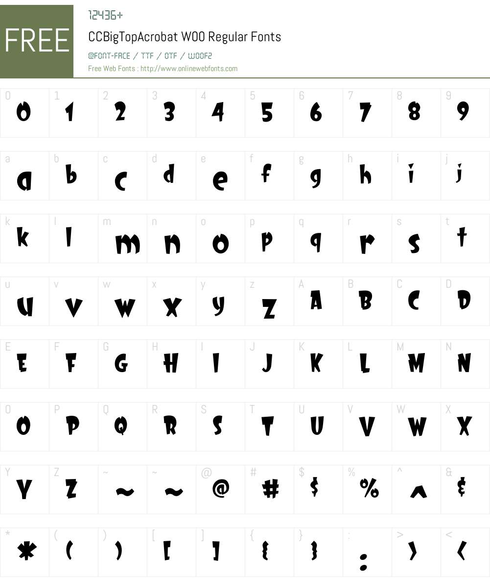 CCBigTopAcrobatW00-Regular Font Screenshots