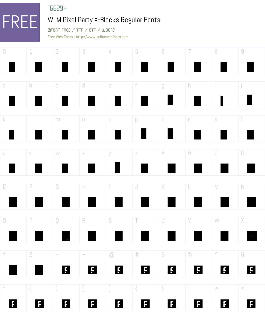 WLM Pixel Party X-Blocks Font Screenshots
