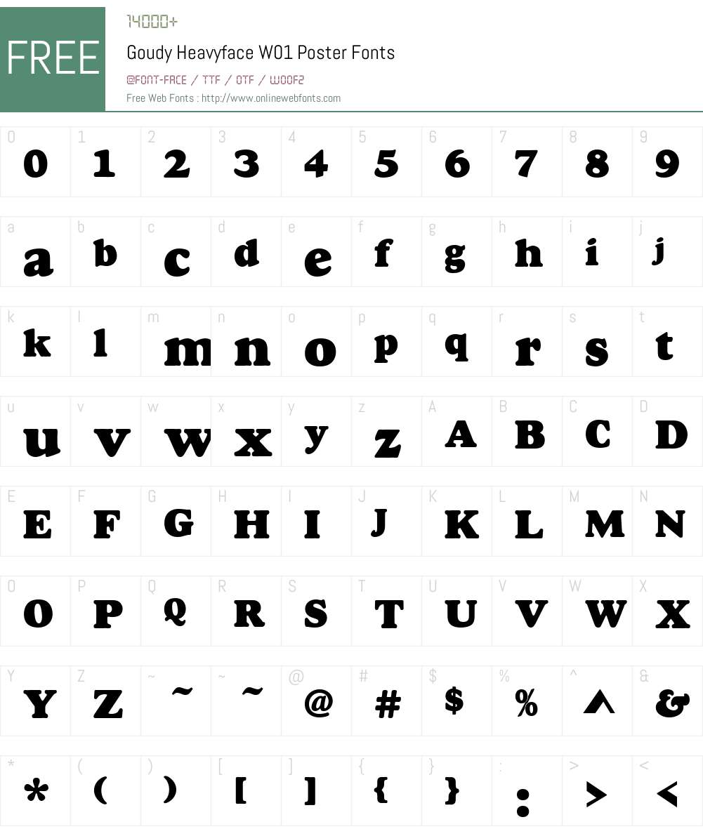 GoudyHeavyfaceW01-Poster Font Screenshots