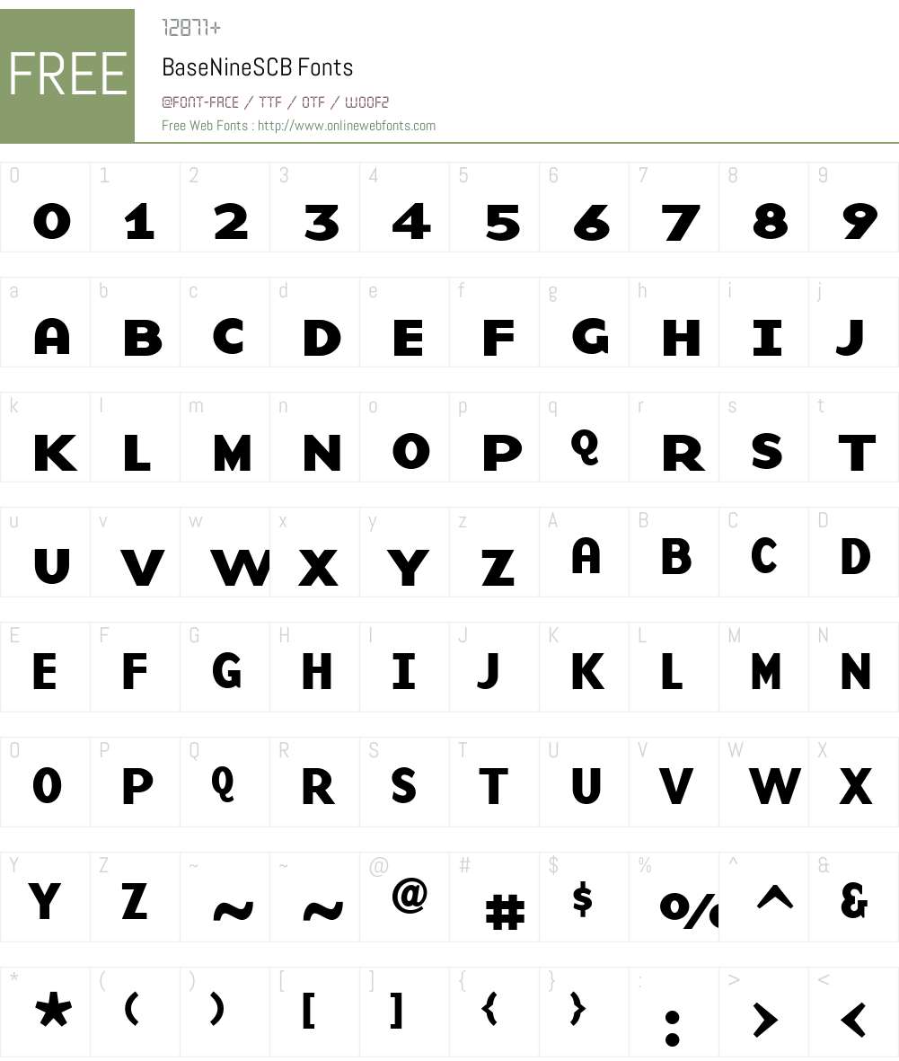 BaseNineSCB Font Screenshots