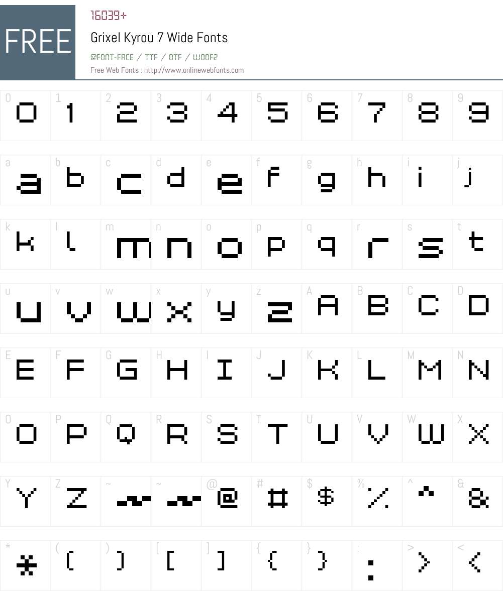 Grixel Kyrou 7 Wide Font Screenshots