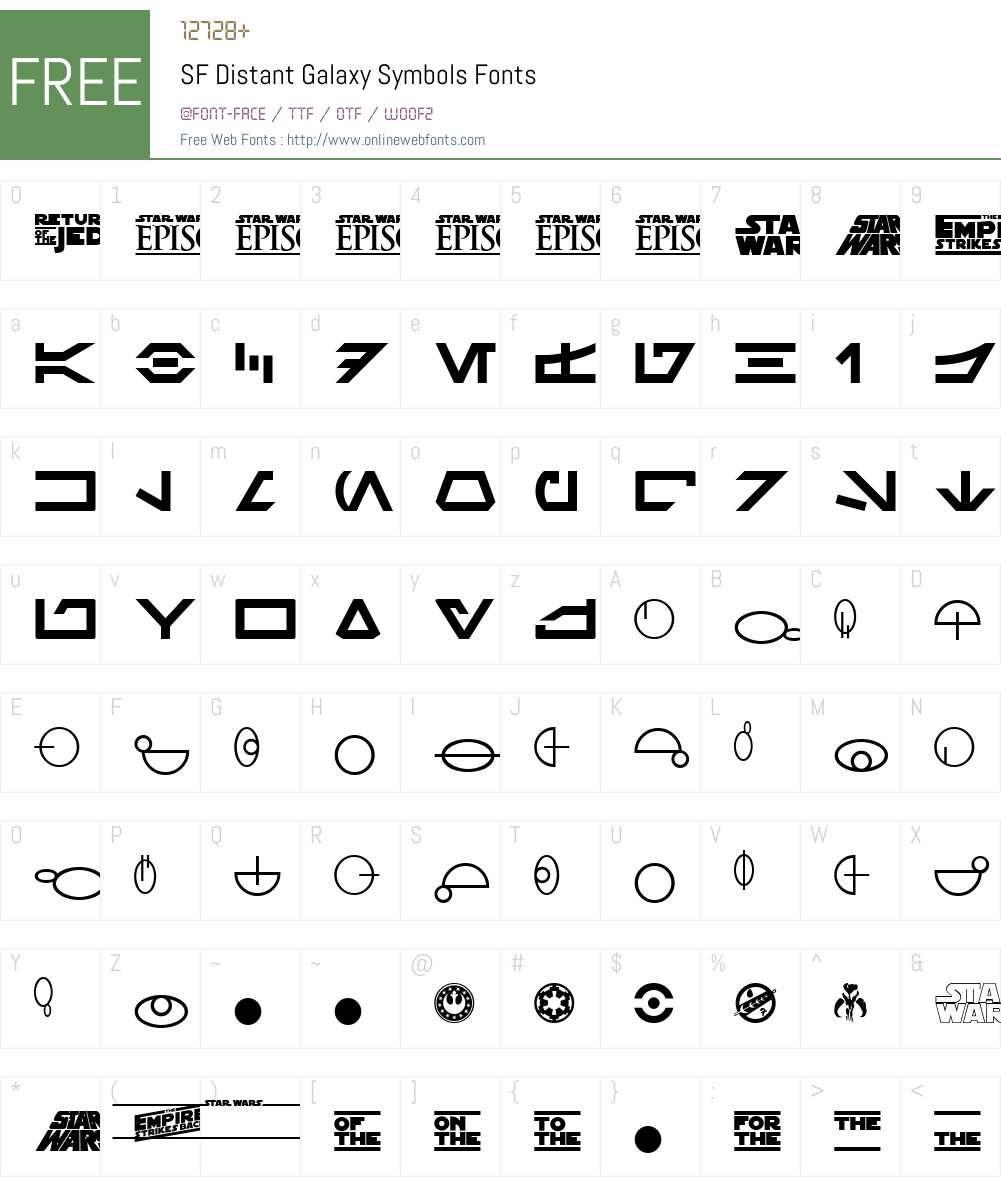 SF Distant Galaxy Symbols Font Screenshots