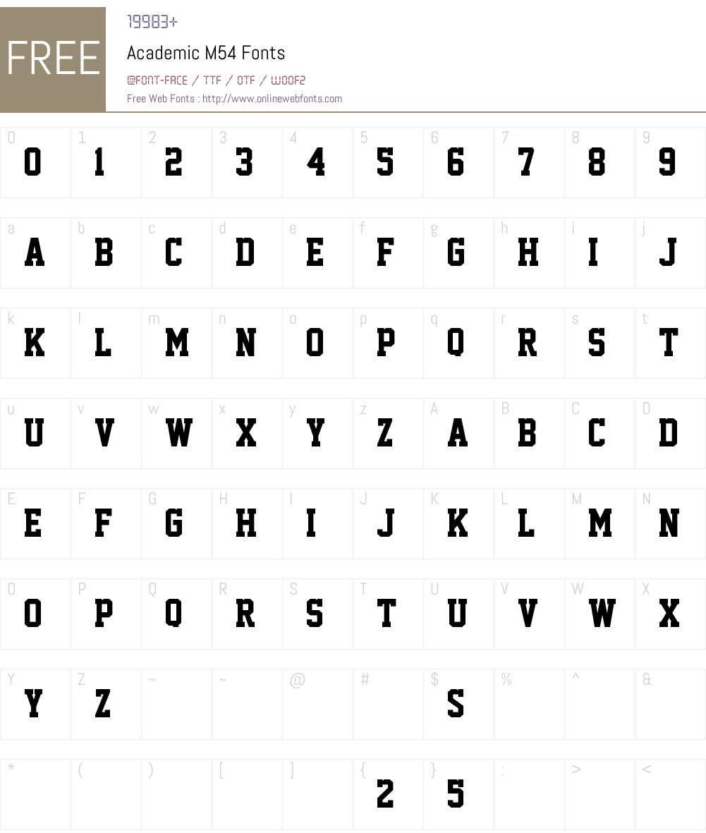 Academic M54 Font Screenshots