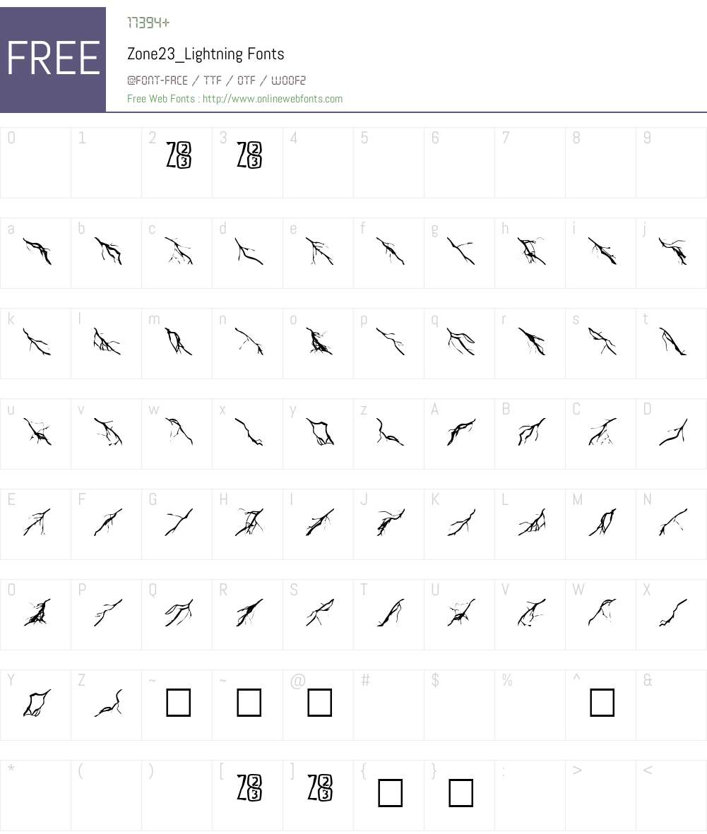 Zone23_Lightning Font Screenshots