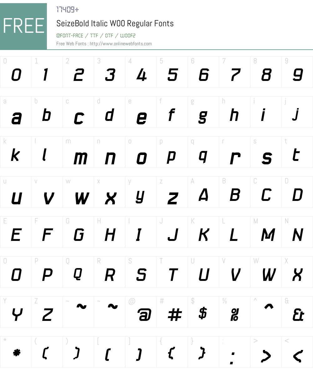 SeizeBold Italic Font Screenshots