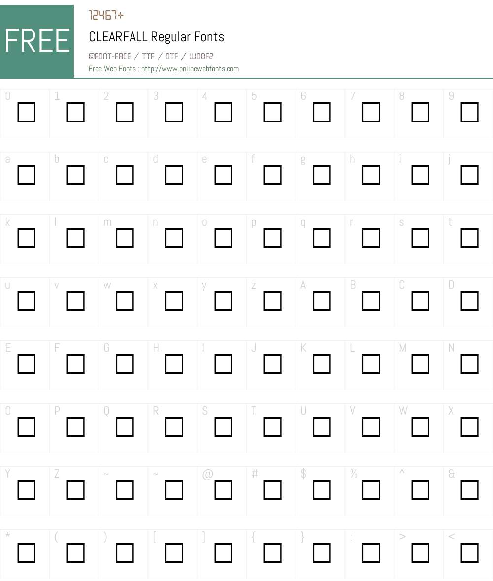 CLEARFALL Font Screenshots
