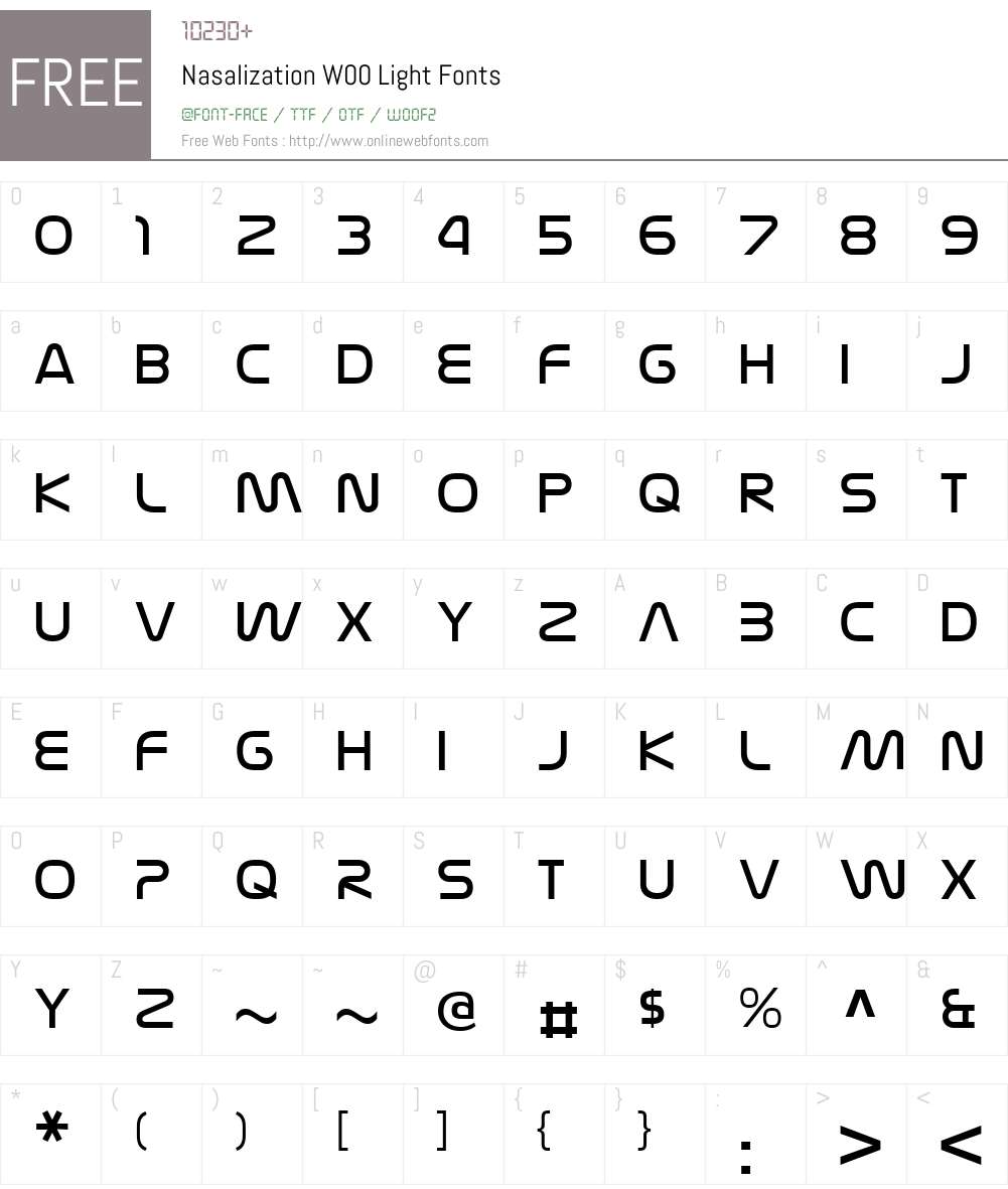 NasalizationW00-Light Font Screenshots