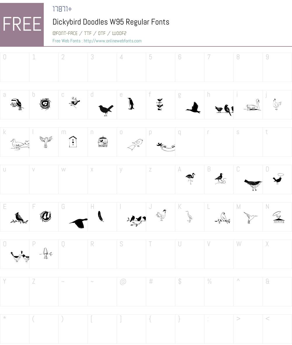 DickybirdDoodlesW95-Regular Font Screenshots