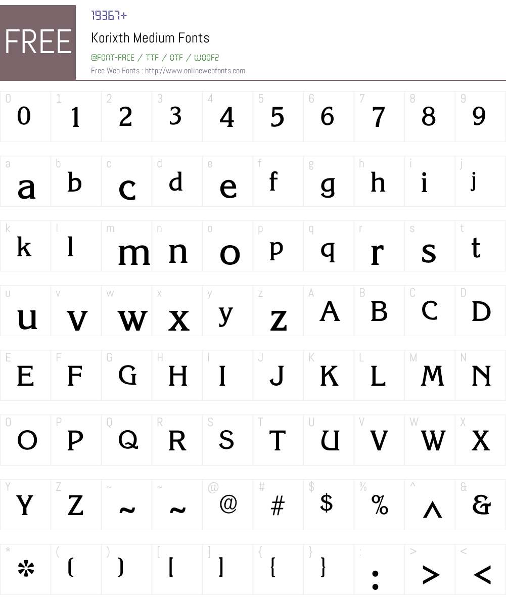 Korixth Font Screenshots