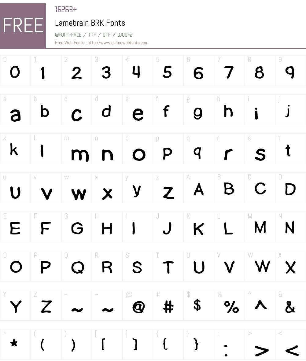 Lamebrain BRK Font Screenshots