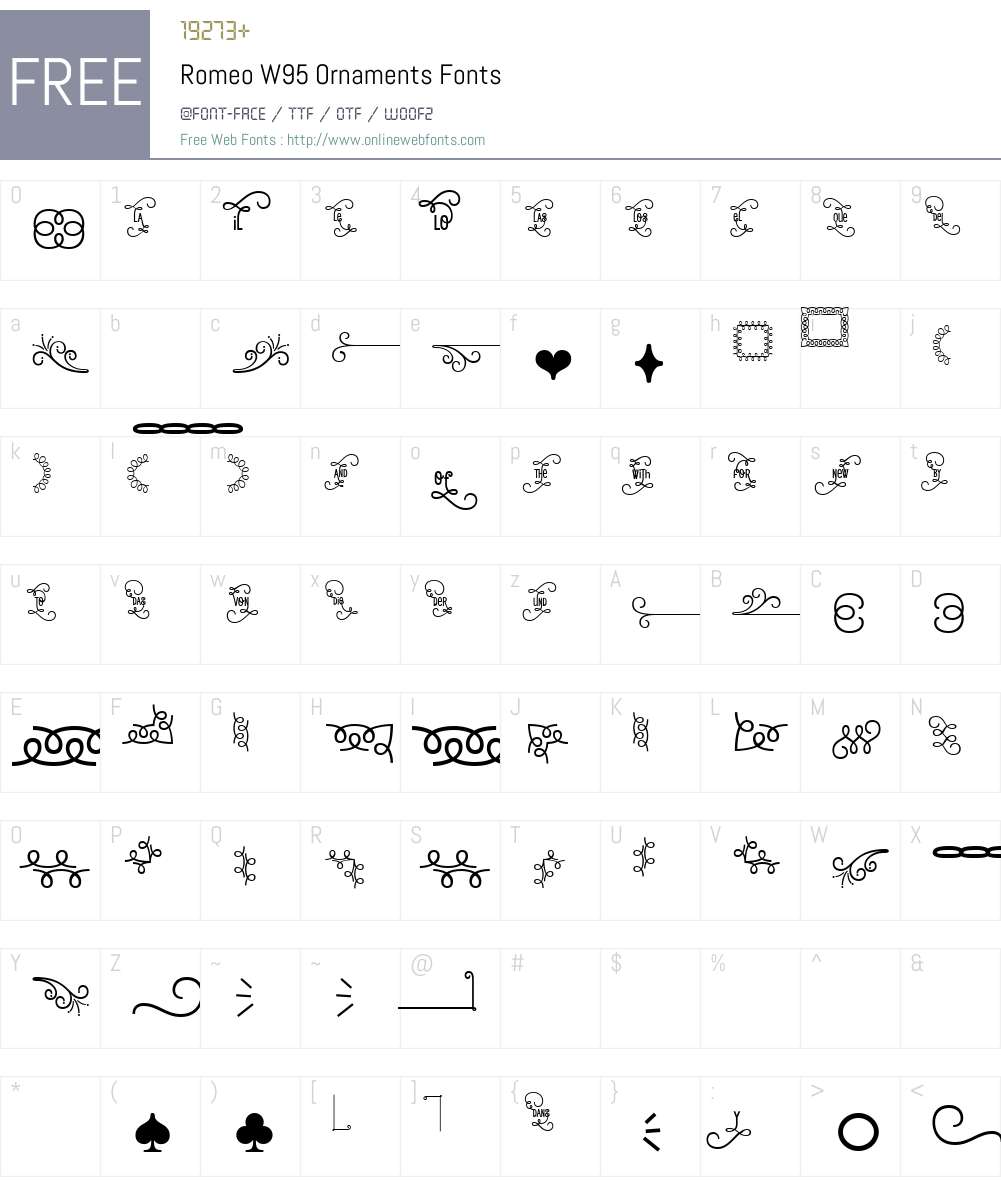 RomeoW95-Ornaments Font Screenshots
