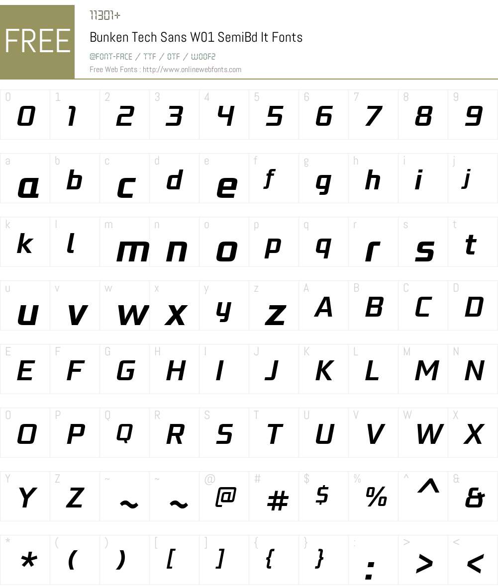 BunkenTechSansW01-SemiBdIt Font Screenshots