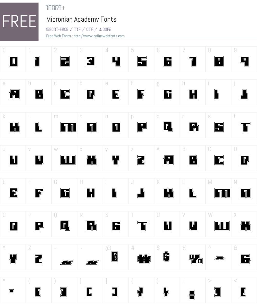 Micronian Academy Font Screenshots