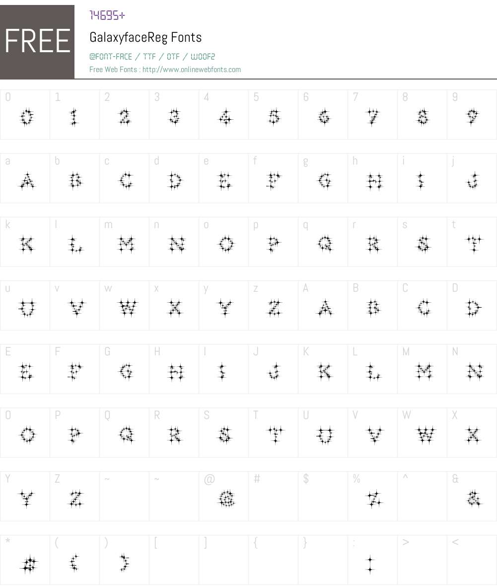GalaxyfaceReg Font Screenshots