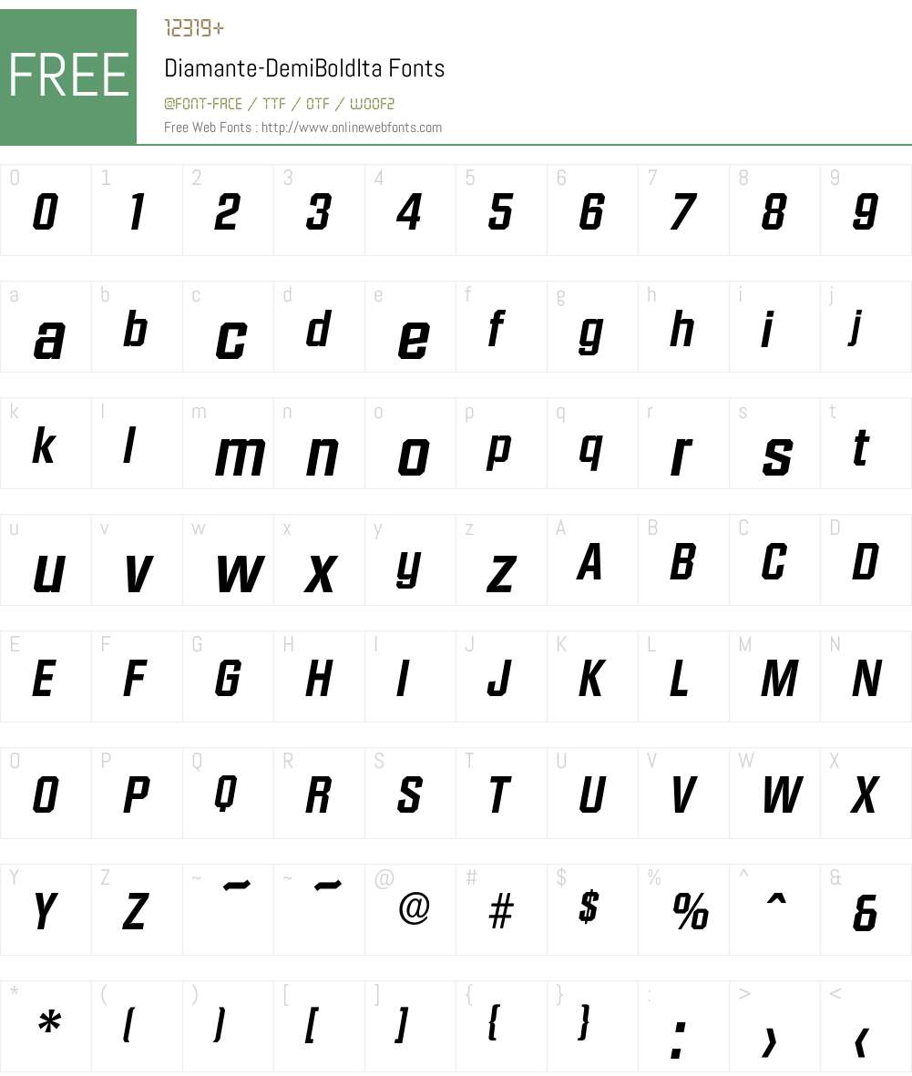 Diamante-DemiBoldIta Font Screenshots
