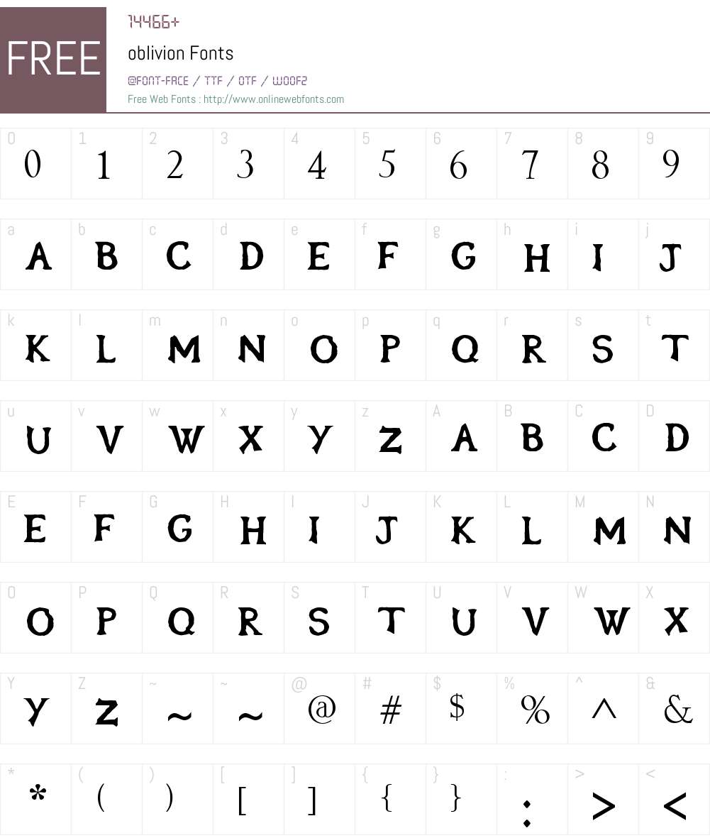 oblivion Font Screenshots