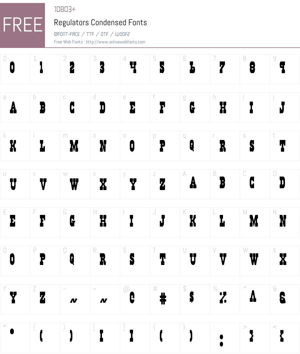Regulators Condensed Font Screenshots