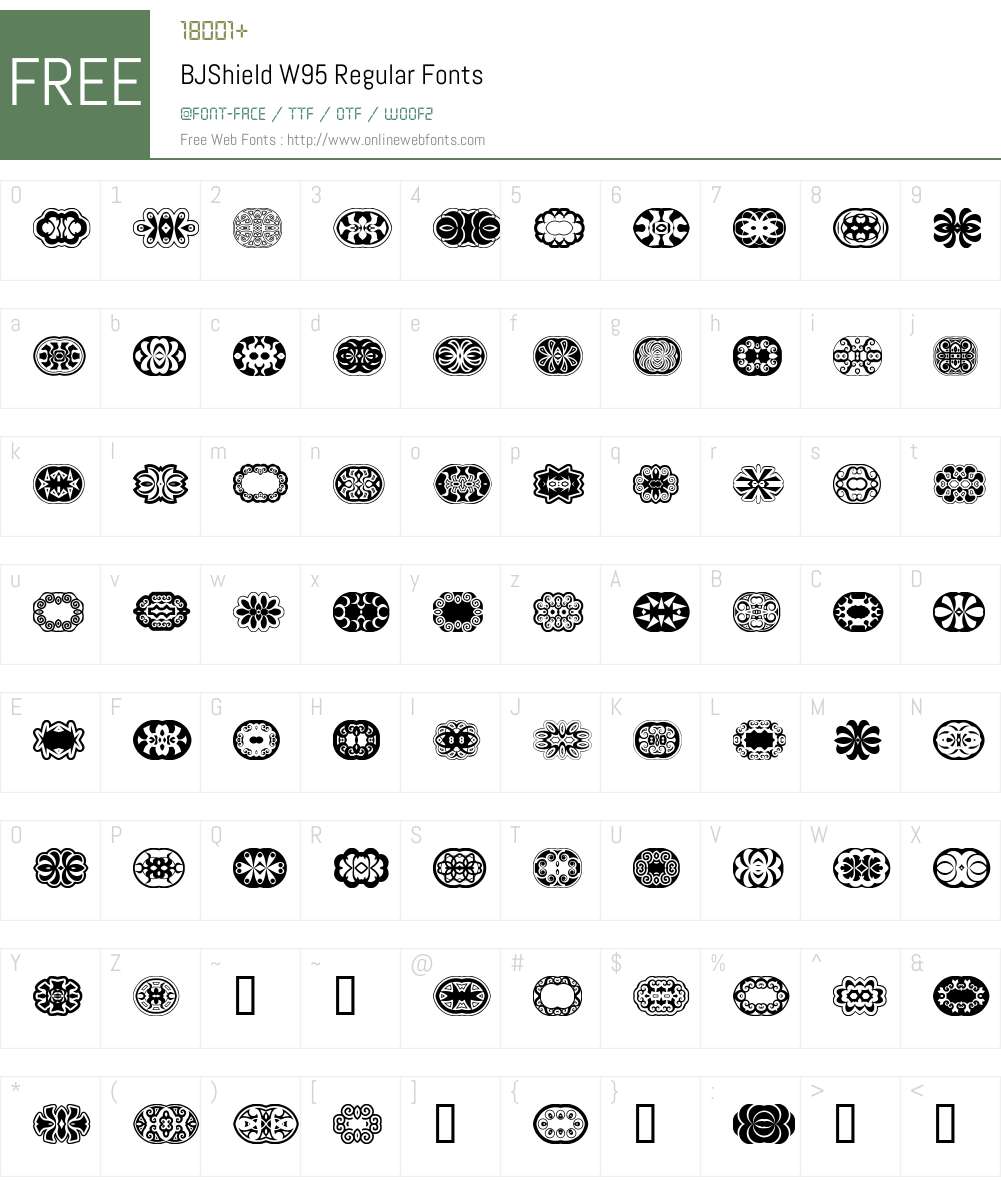BJShield Font Screenshots