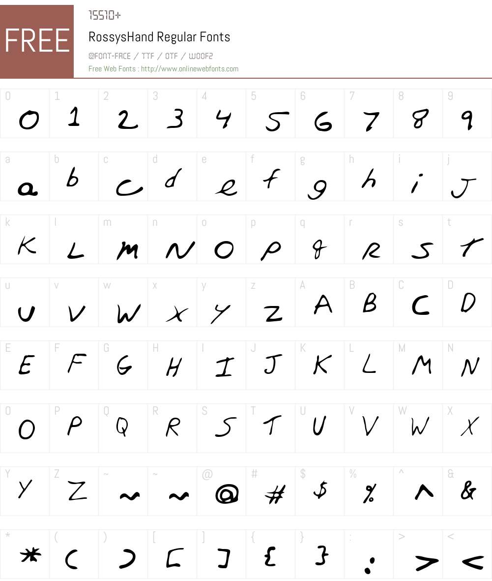 RossysHand Font Screenshots