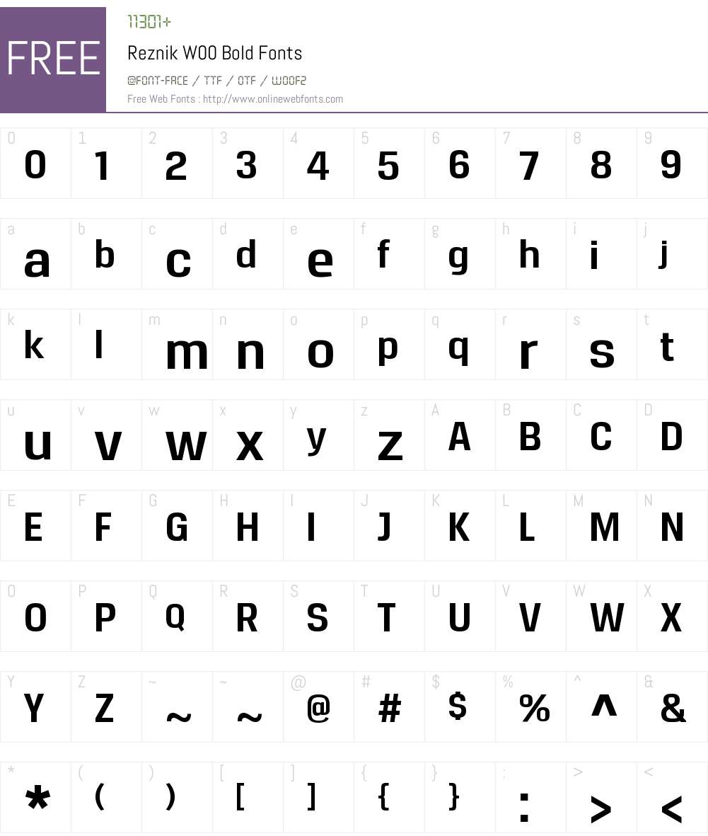 ReznikW00-Bold Font Screenshots