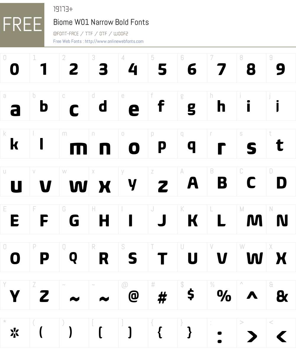 BiomeW01-NarrowBold Font Screenshots