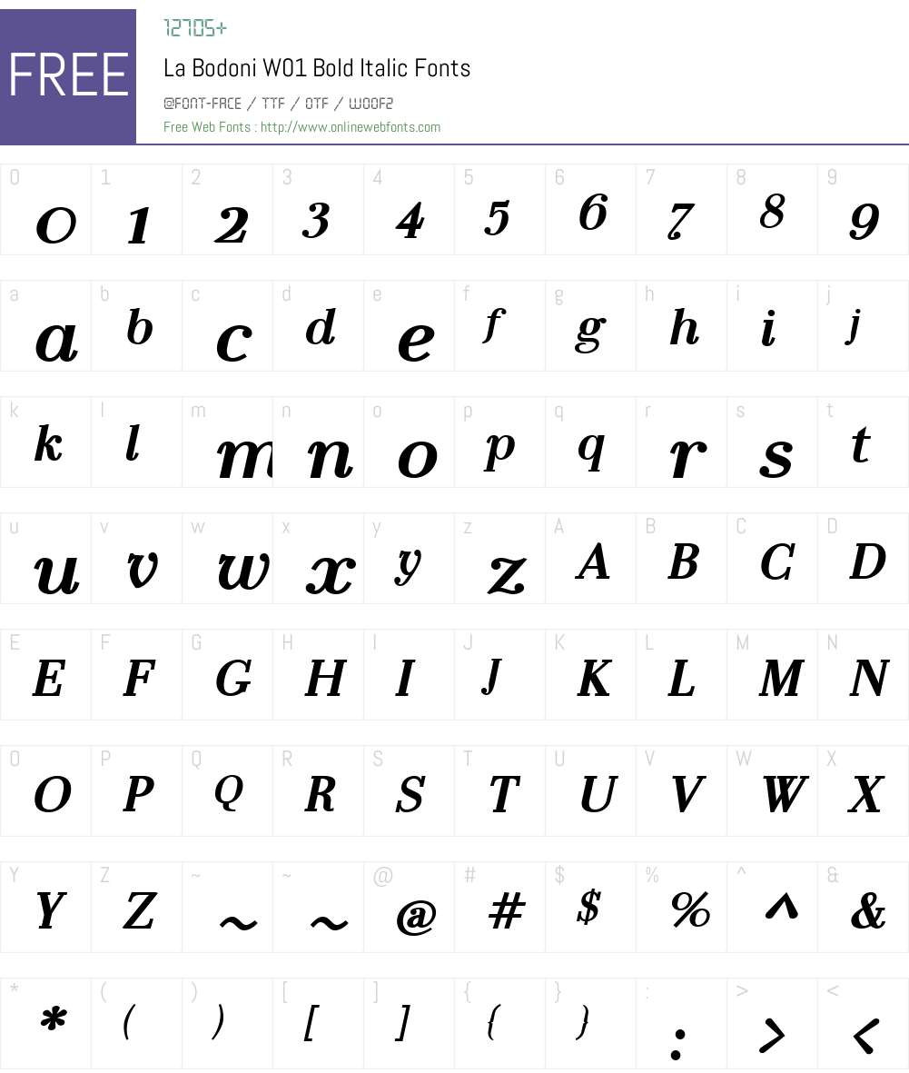 LaBodoniW01-BoldItalic Font Screenshots