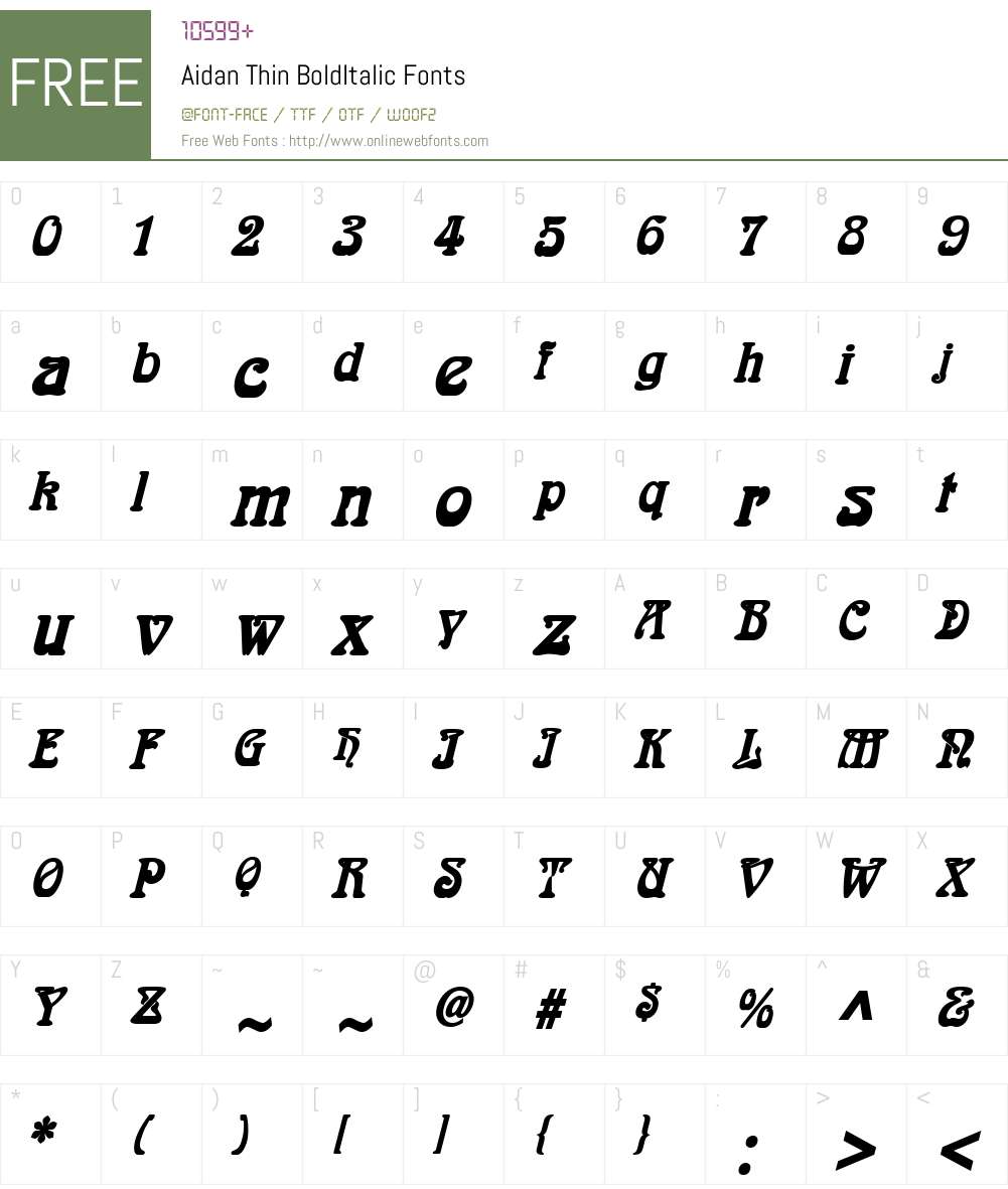 Aidan Thin Font Screenshots