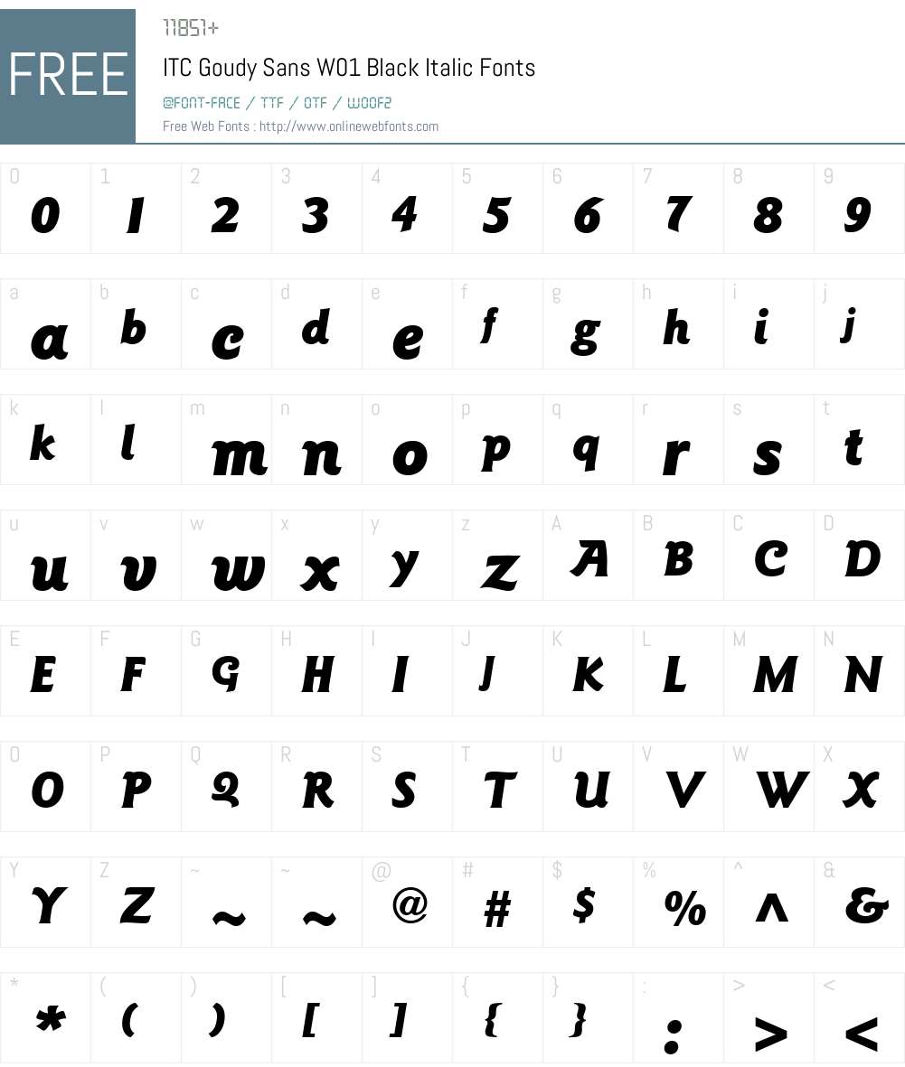 ITCGoudySansW01-BlackItalic Font Screenshots