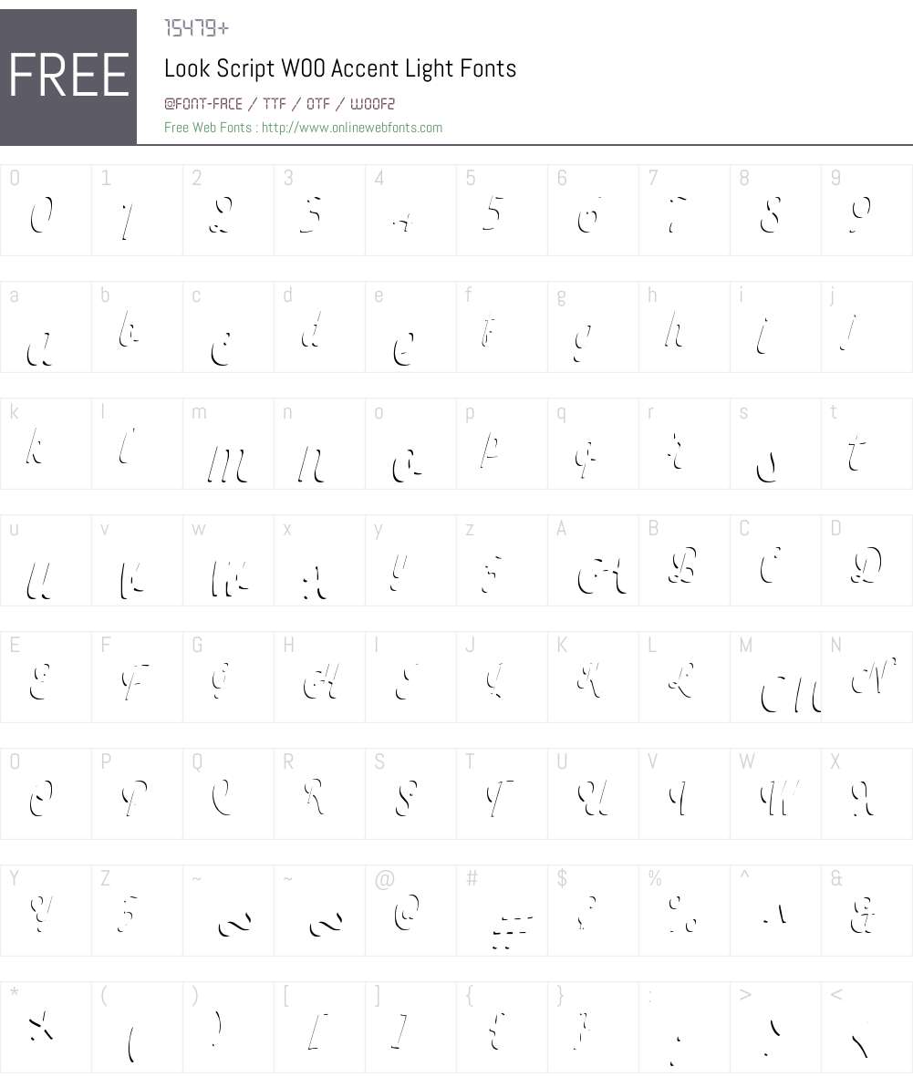 LookScriptW00-AccentLight Font Screenshots