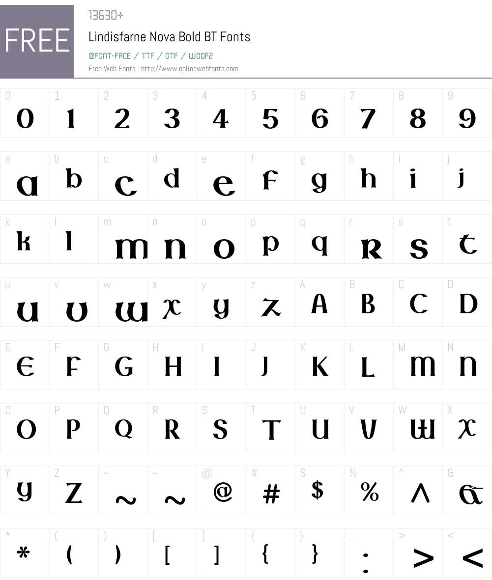 Lindisfarne Nova BT Font Screenshots
