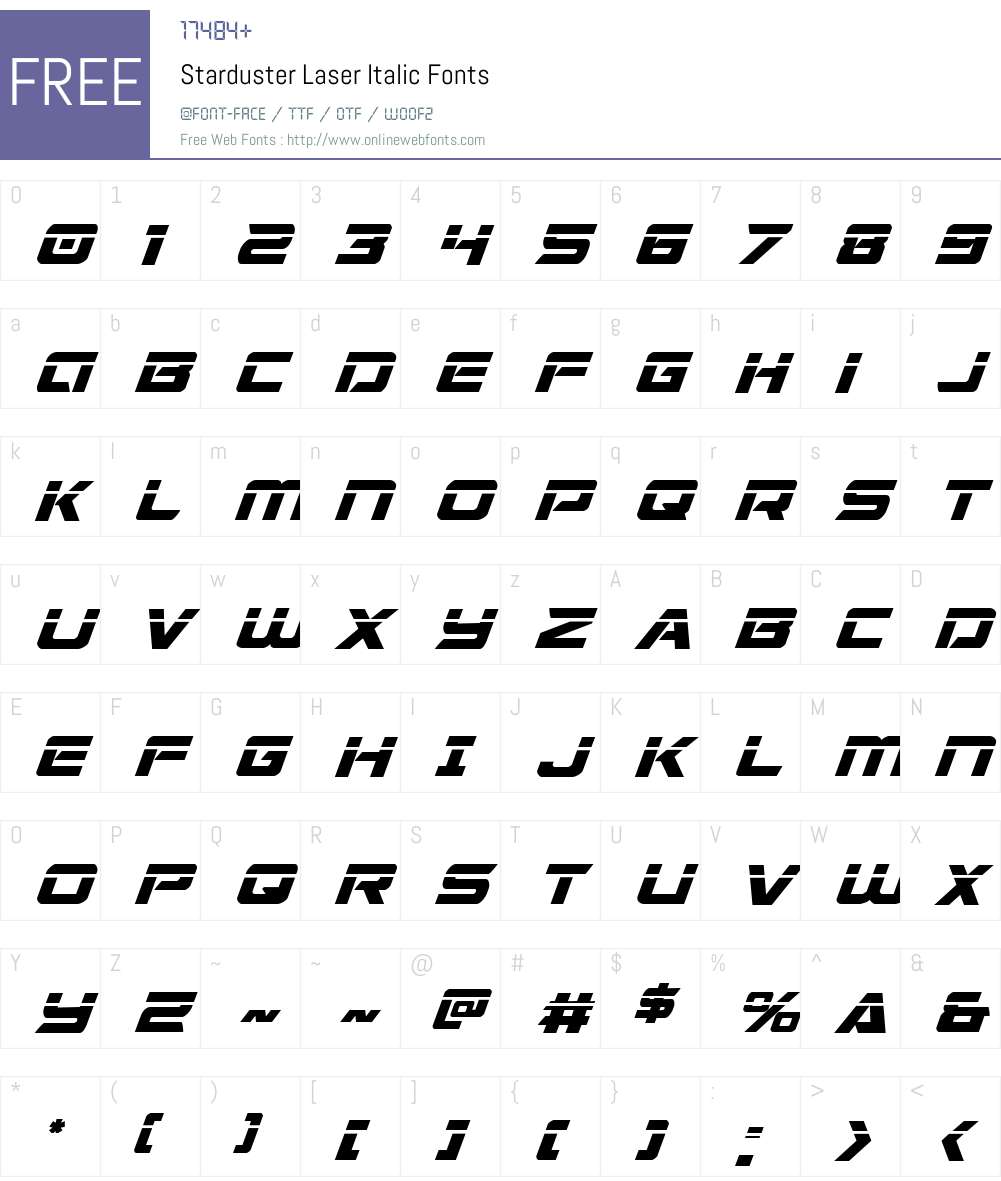 Starduster Laser Italic Font Screenshots