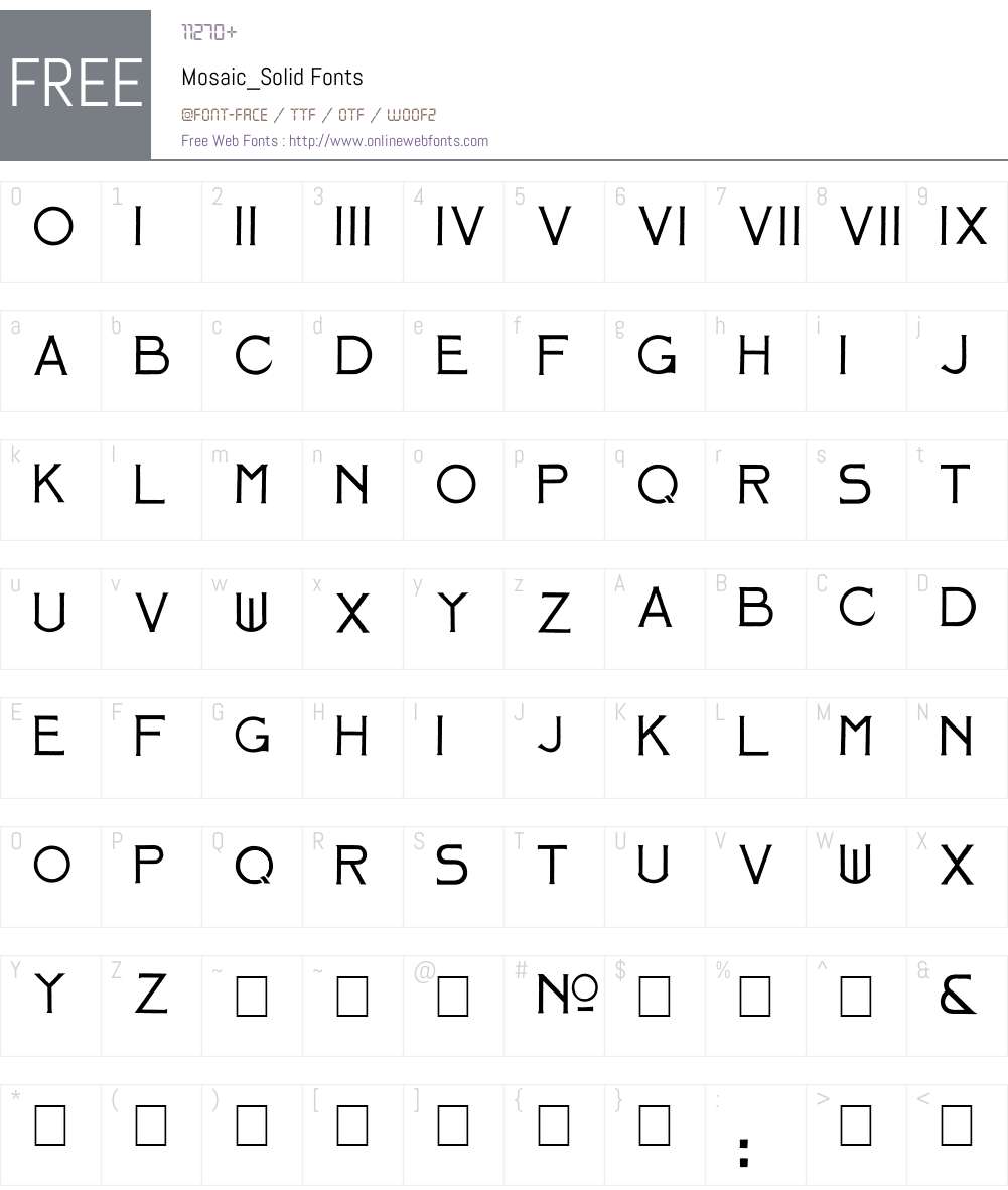Mosaic_Solid Font Screenshots