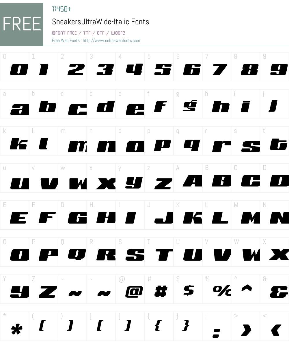 SneakersUltraWide Font Screenshots