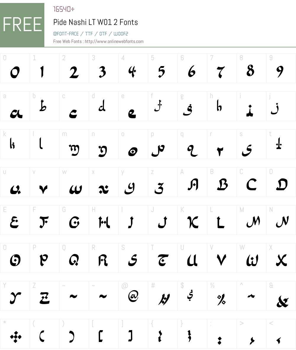 PideNashiLTW01-2 Font Screenshots