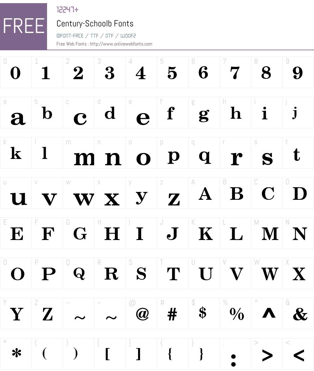 Century-Schoolb Font Screenshots
