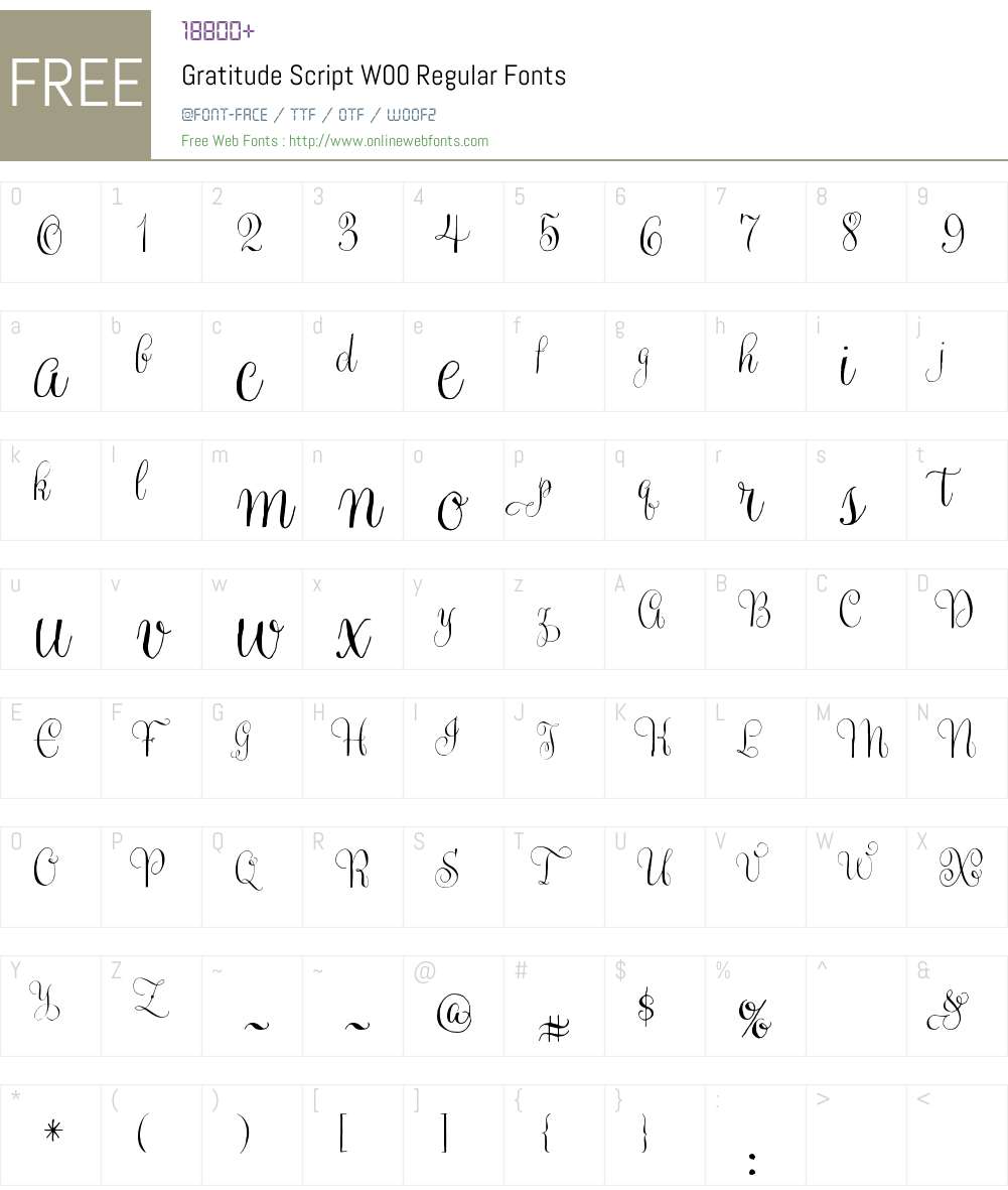 GratitudeScriptW00-Regular Font Screenshots