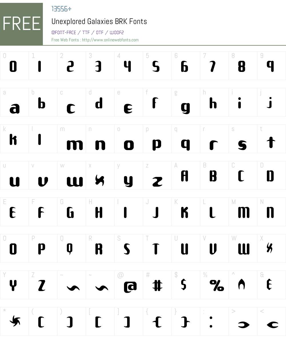 Unexplored Galaxies BRK Font Screenshots