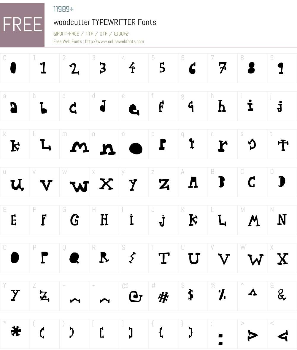woodcutter TYPEWRITTER Font Screenshots