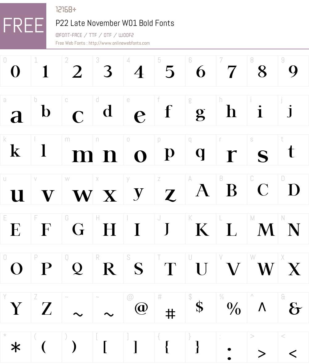P22LateNovemberW01-Bold Font Screenshots