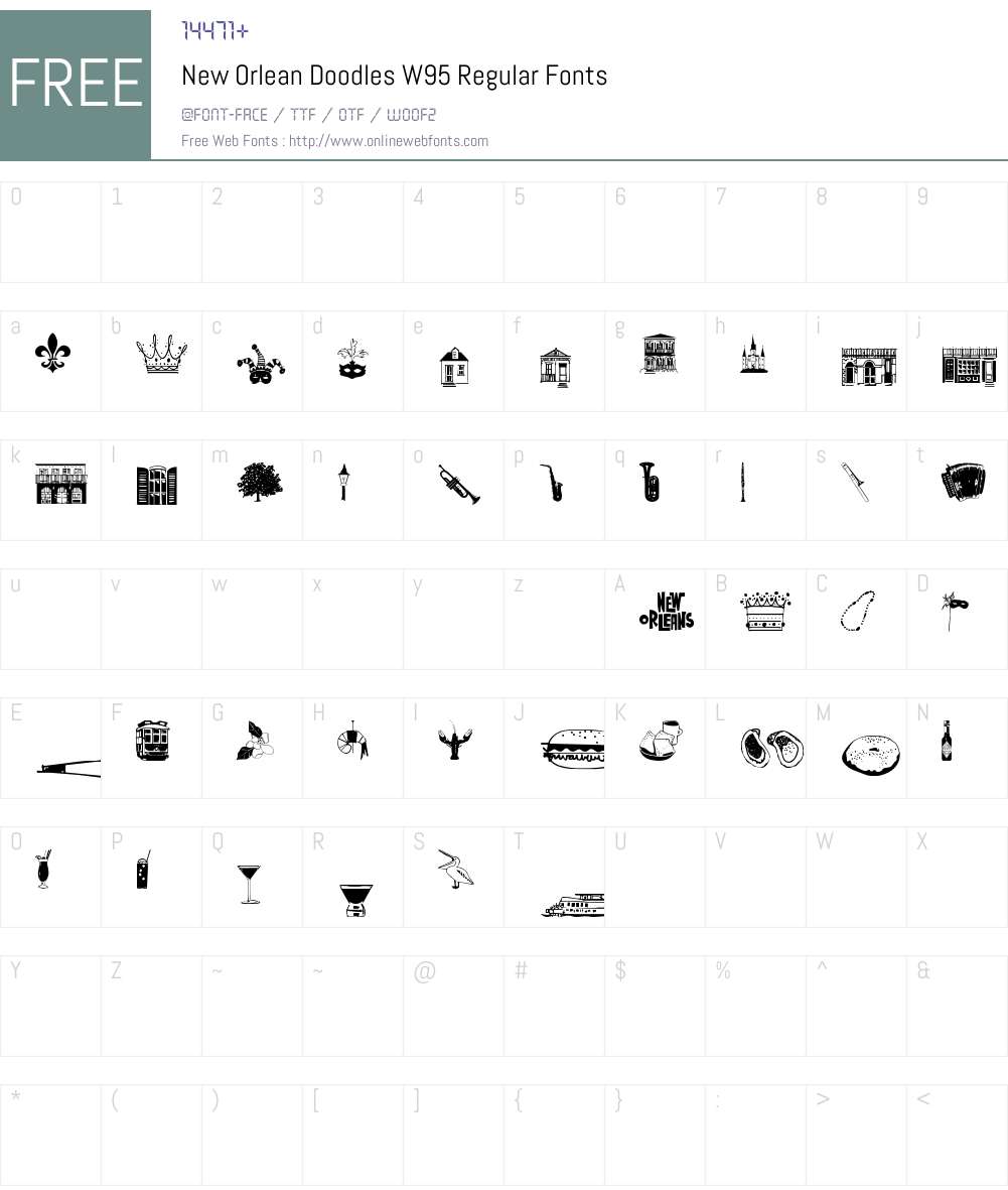 NewOrleanDoodlesW95-Regular Font Screenshots