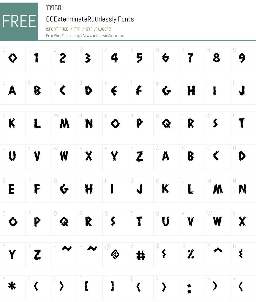 CCExterminateRuthlessly Font Screenshots