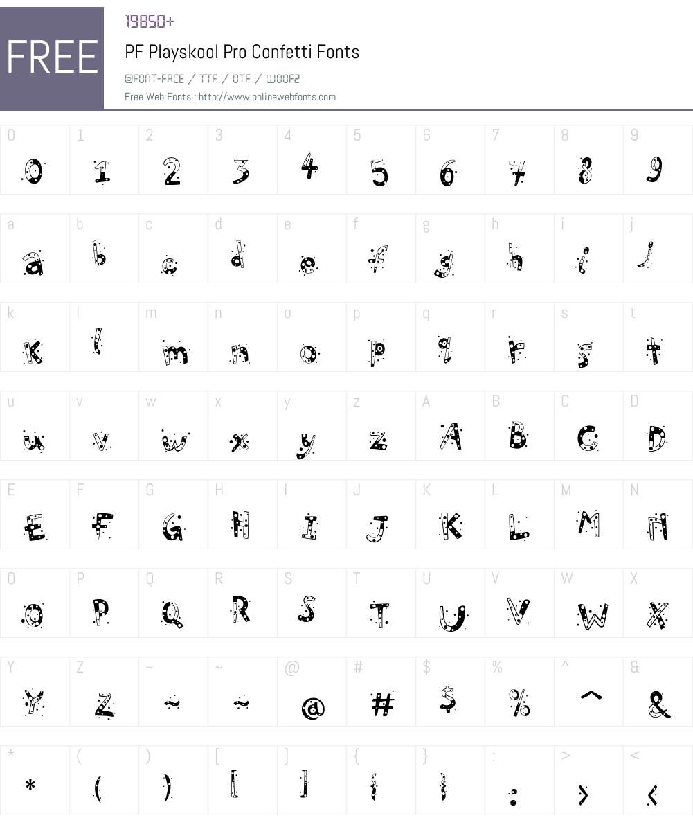 PF Playskool Pro Confetti Font Screenshots