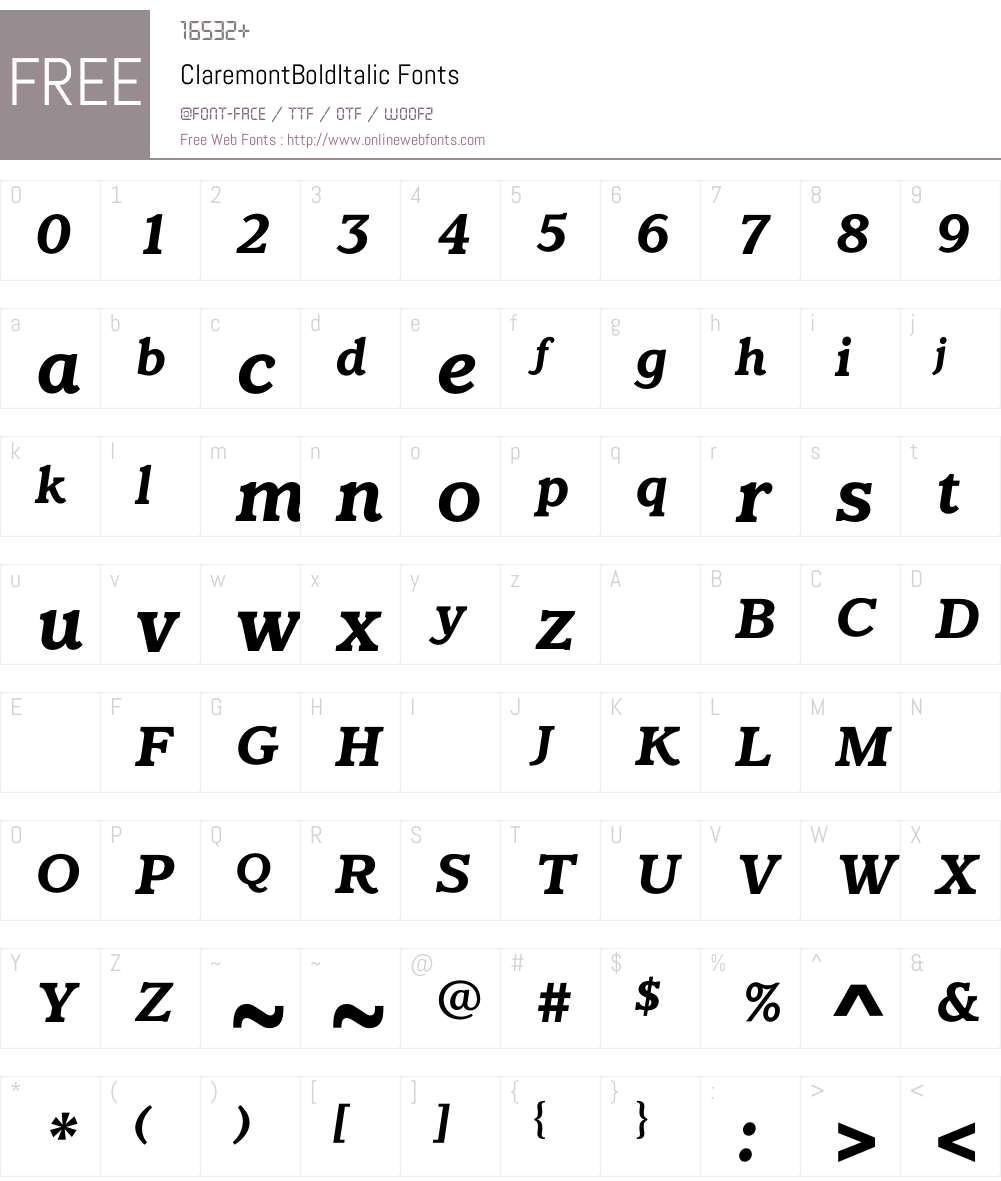 ClaremontBoldItalic Font Screenshots