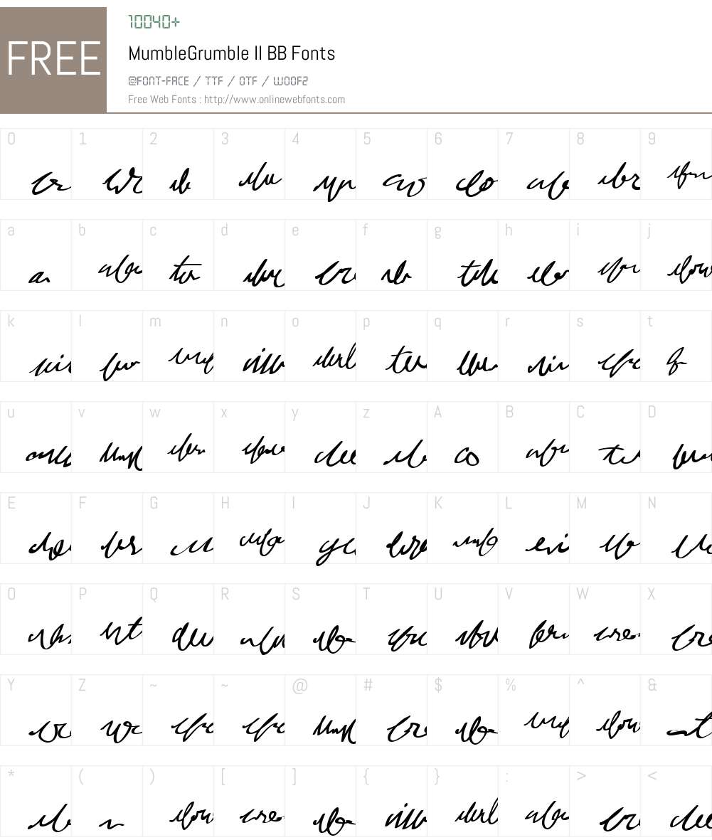 MumbleGrumble II BB Font Screenshots