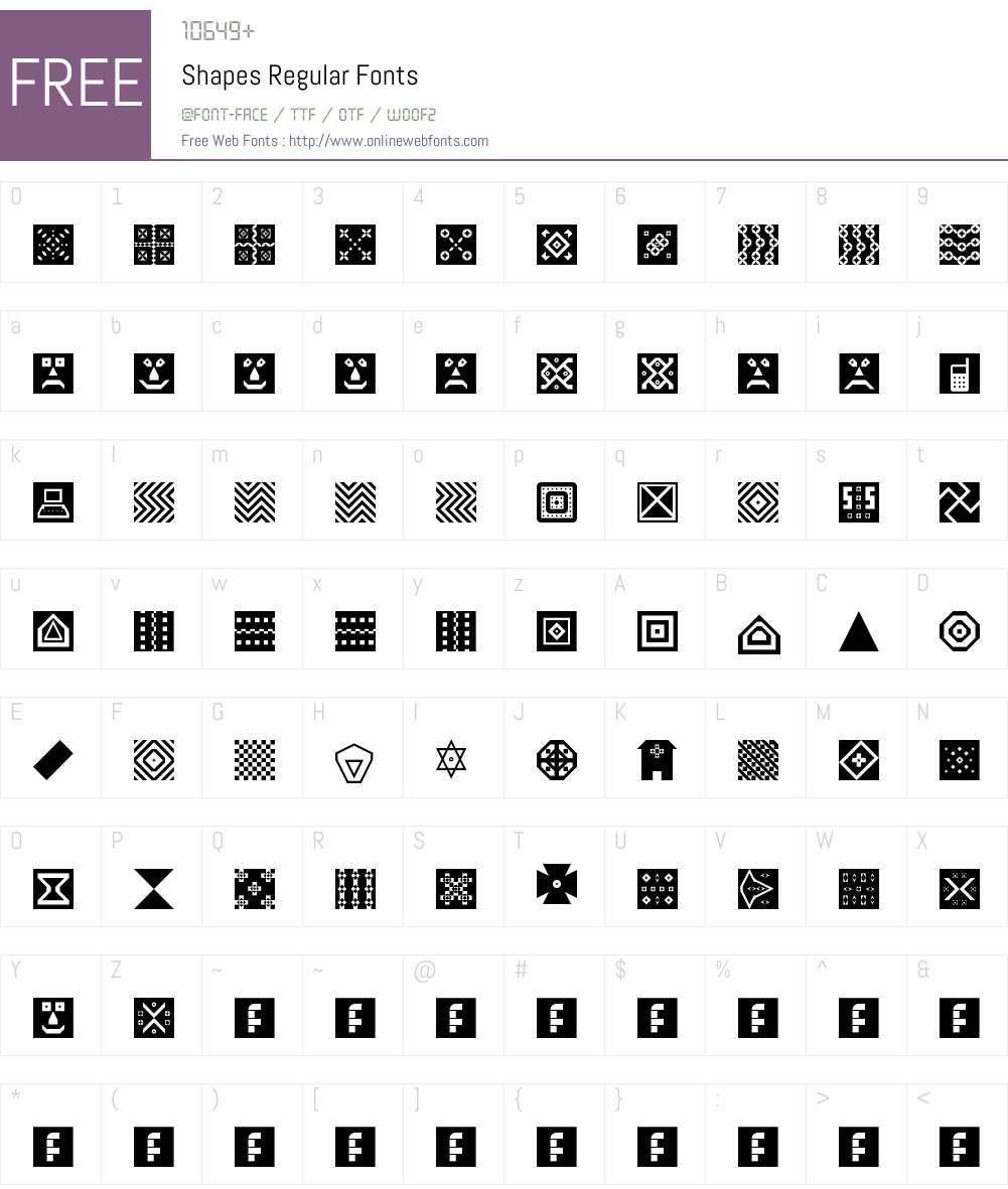 Shapes Font Screenshots